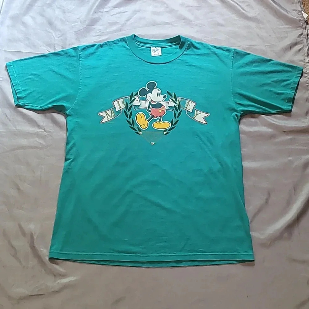 Vintage 80s 90s Disneyland Mickey Mouse unisex Large great condition teal LOT-J